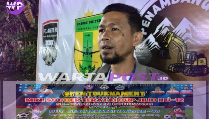 Semarak HUT ke-10 Desa Teratai, Turnamen Mini Soccer U-12 Resmi Dibuka Wakil Bupati Pohuwato